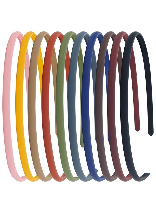 Dizila 10 Pieces Wide 0.8cm/0.3" Solid Plain Blank Thin Matte Plastic Headbands with Teeth DIY Craft Sports Hair Bands Accessories for Women Men Girls Teens Kids - Image 1